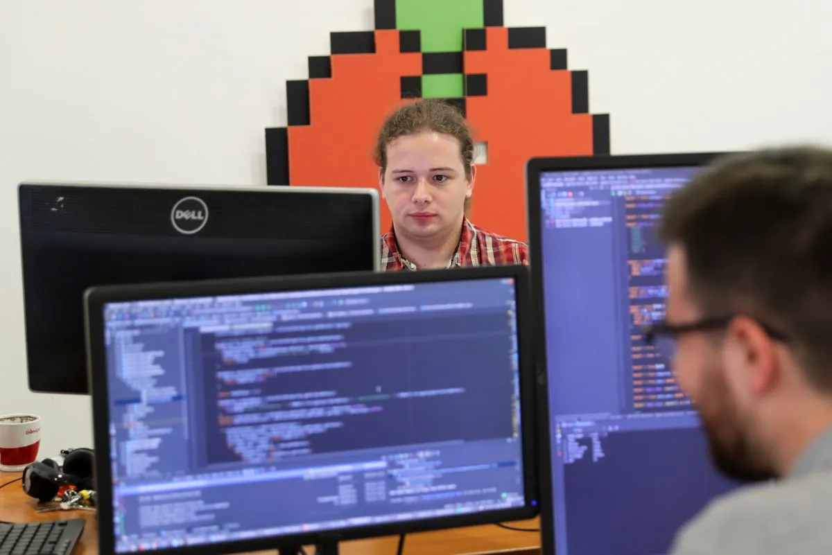 Programmers work on computers in Belgrade, Serbia. (Reuters/Marko Djurica)