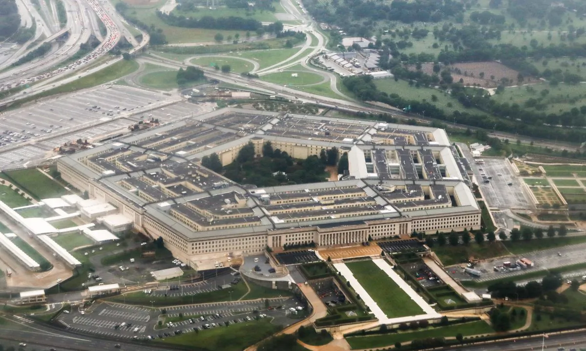An aerial view of the Pentagon in Arlington, Va., on Aug. 12, 2018. (Charlotte Cuthbertson/The Epoch Times)