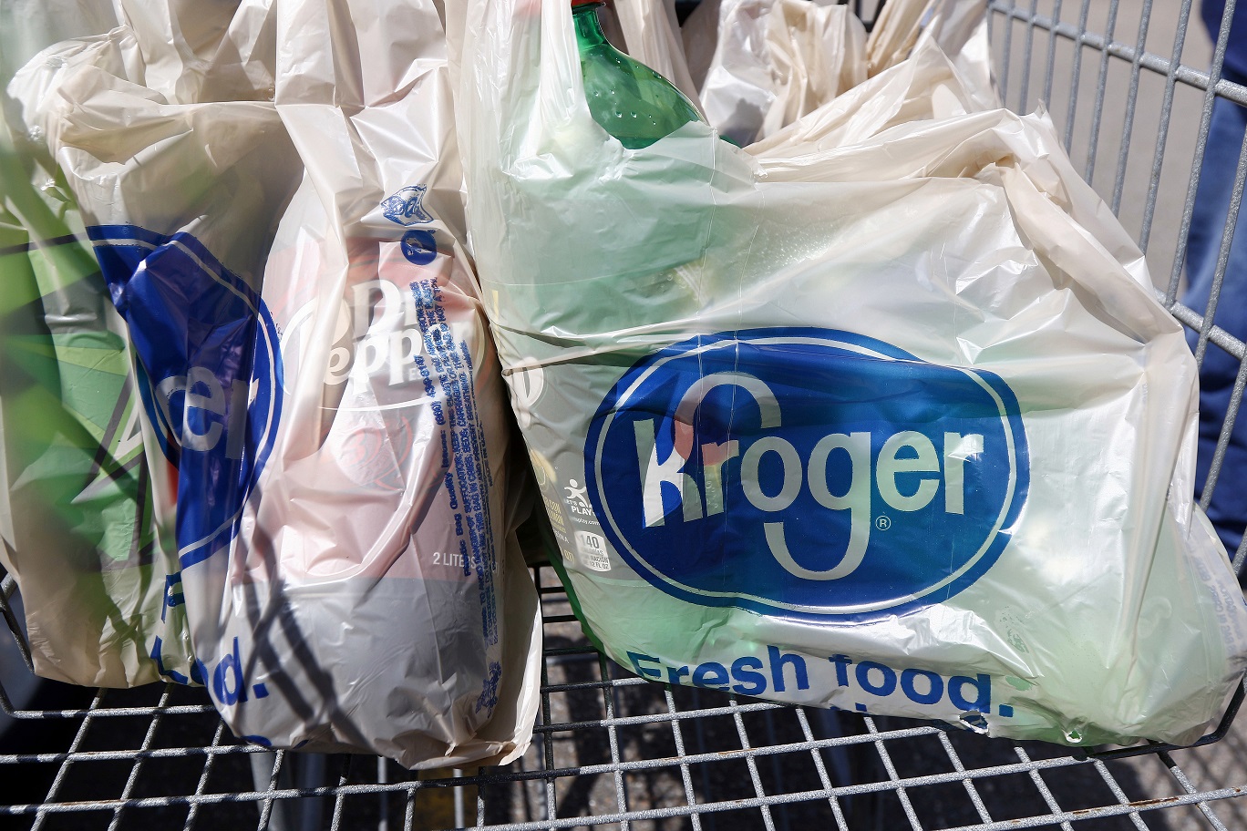 Bagged purchases from the Kroger grocery store.