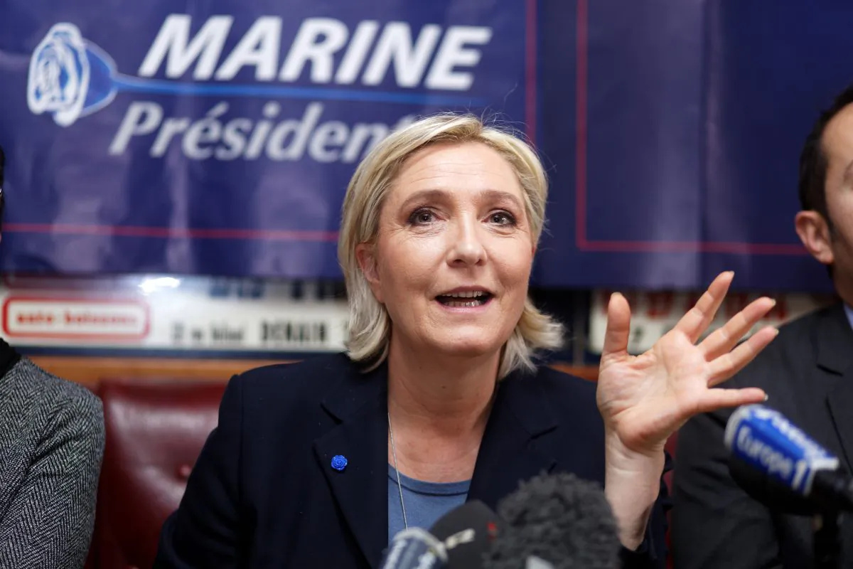 Marine Le Pen attends a press conference in Denain near Lille, France on Jan. 27, 2017. (Sylvain Lefevre/Getty Images)