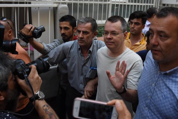 U.S. pastor Andrew Brunson arrives at his home
