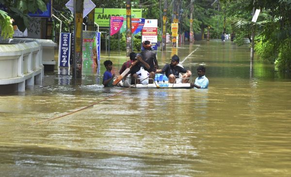 Rescuers used helicopters and boats on Aug. 17, 2018, to evacuate thousands of people stranded on their rooftops following unprecedented flooding in the southern Indian state of Kerala that left more than 100 dead.