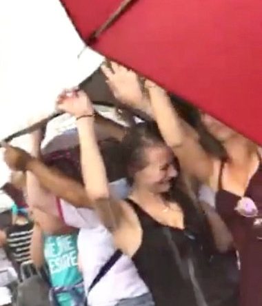 Fans talking shelter at Backstreet Boys concert