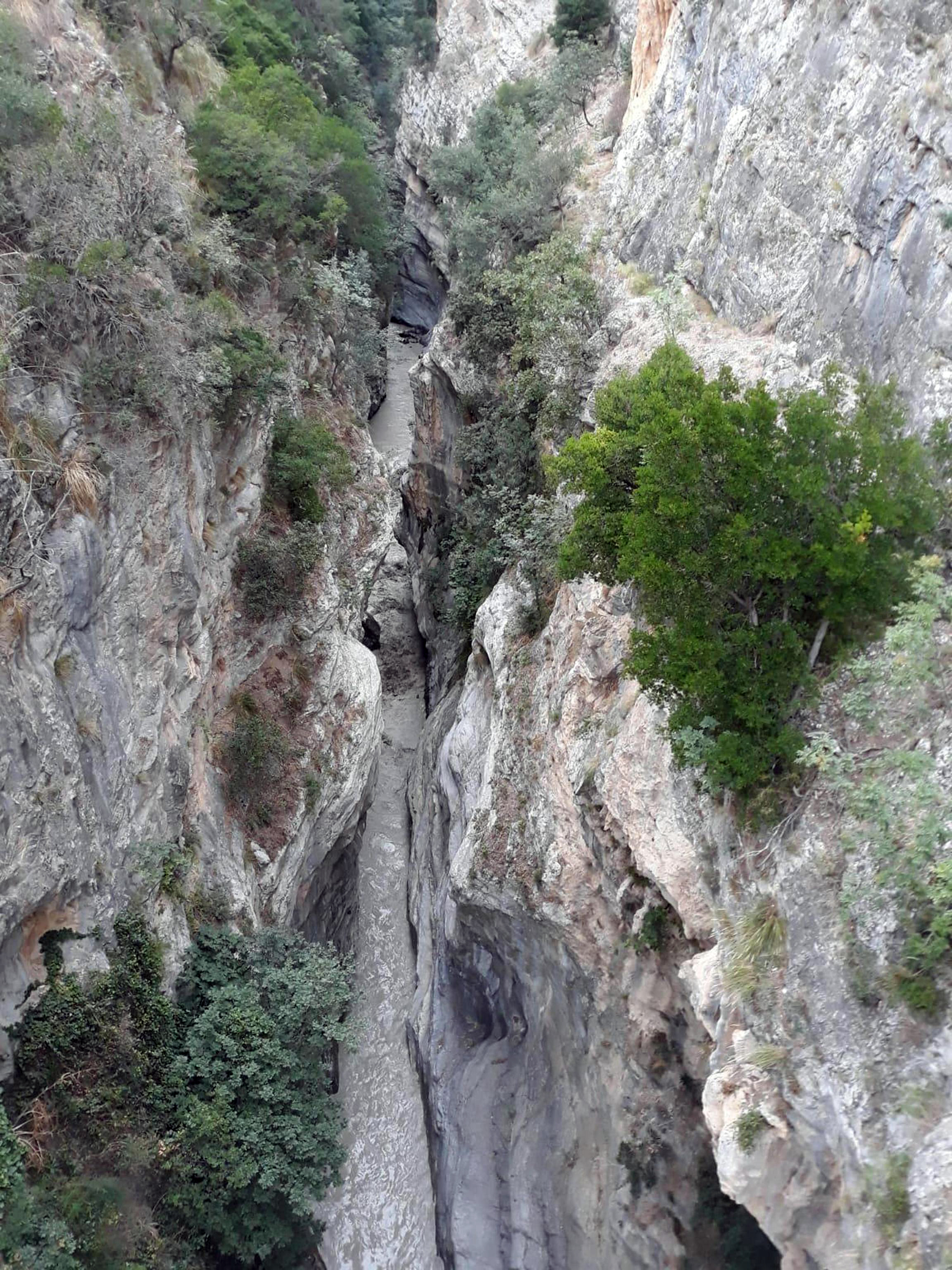 A view of the Raganello Gorge in Civita, Italy.