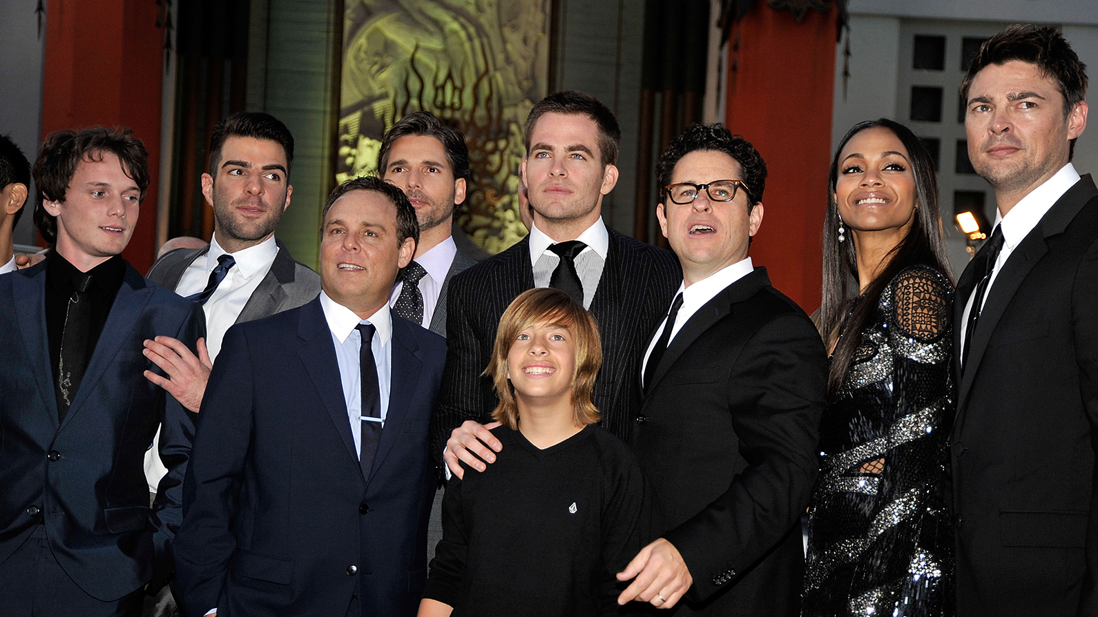 Jimmy Bennett (center, long blond hair) at the premiere of 'Star Trek' on April 30, 2009