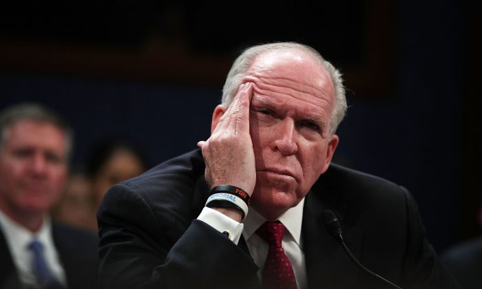 Former CIA Director John Brennan testifies before the House Permanent Select Committee on Intelligence on Capitol Hill on May 23, 2017. (Alex Wong/Getty Images)