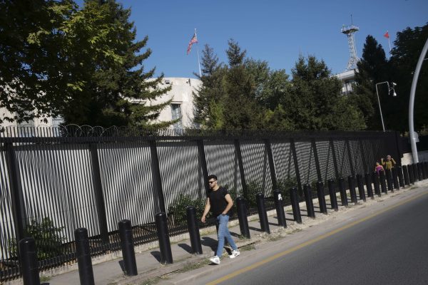 Shots were fired at a security booth outside the embassy in Turkey's capital early Monday