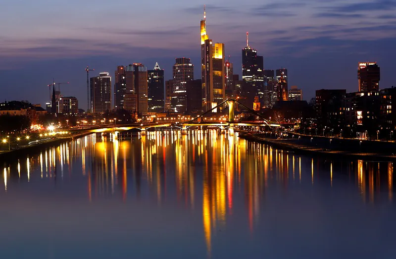 The Frankfurt skyline with its financial district is photographed on early evening in Frankfurt, Germany, on March 25, 2018. (Reuters/Kai Pfaffenbach)