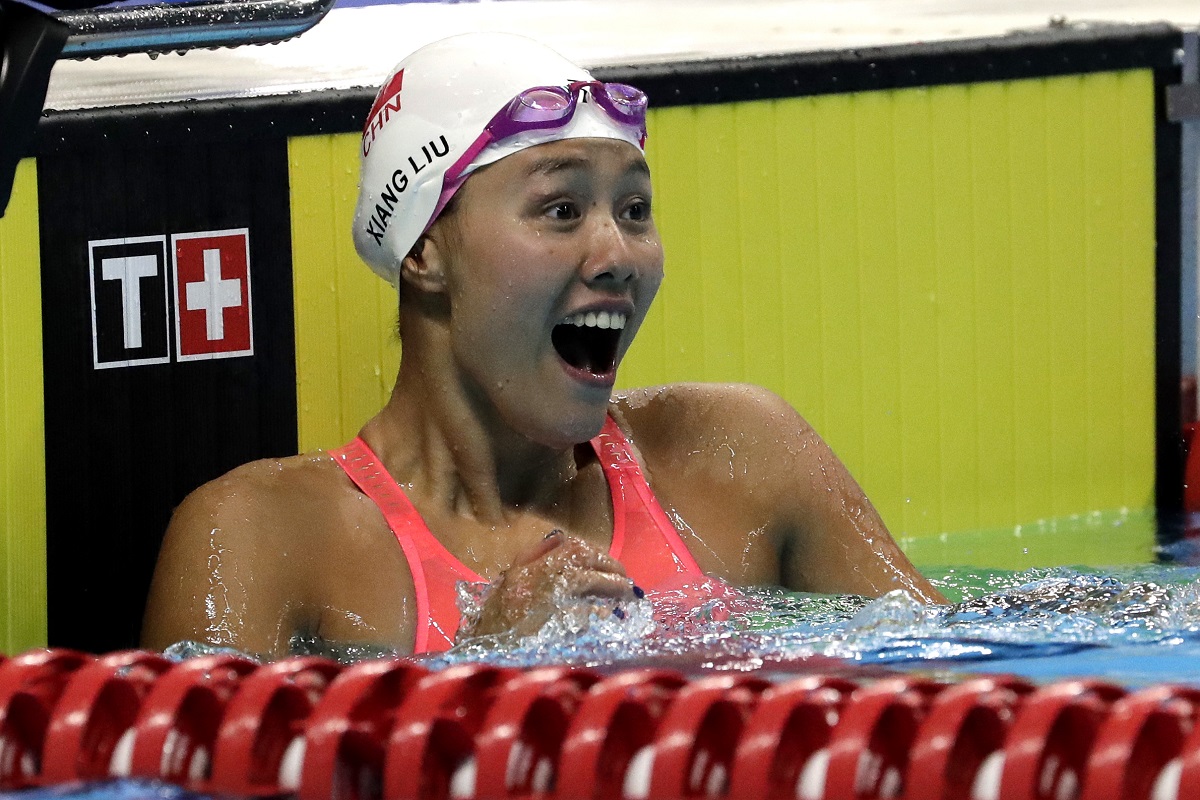 China's Liu Xiang celebrates.