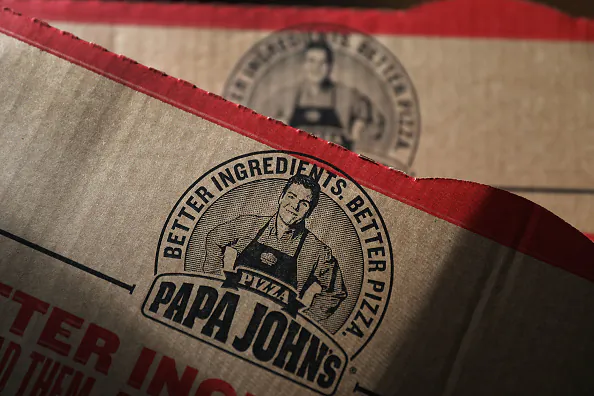 Papa John's pizza box is seen on July 11, 2018 in Miami, Florida. (Joe Raedle/Getty Images)