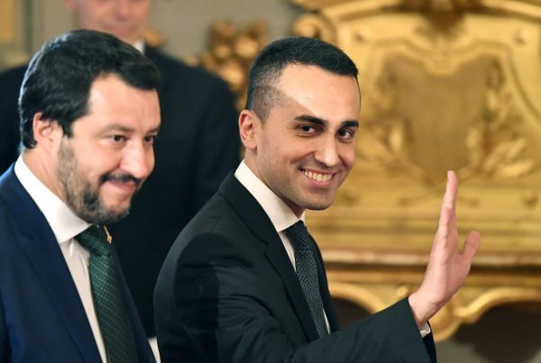 Di Maio and Salvini arrive at a swearing in ceremony in Rome