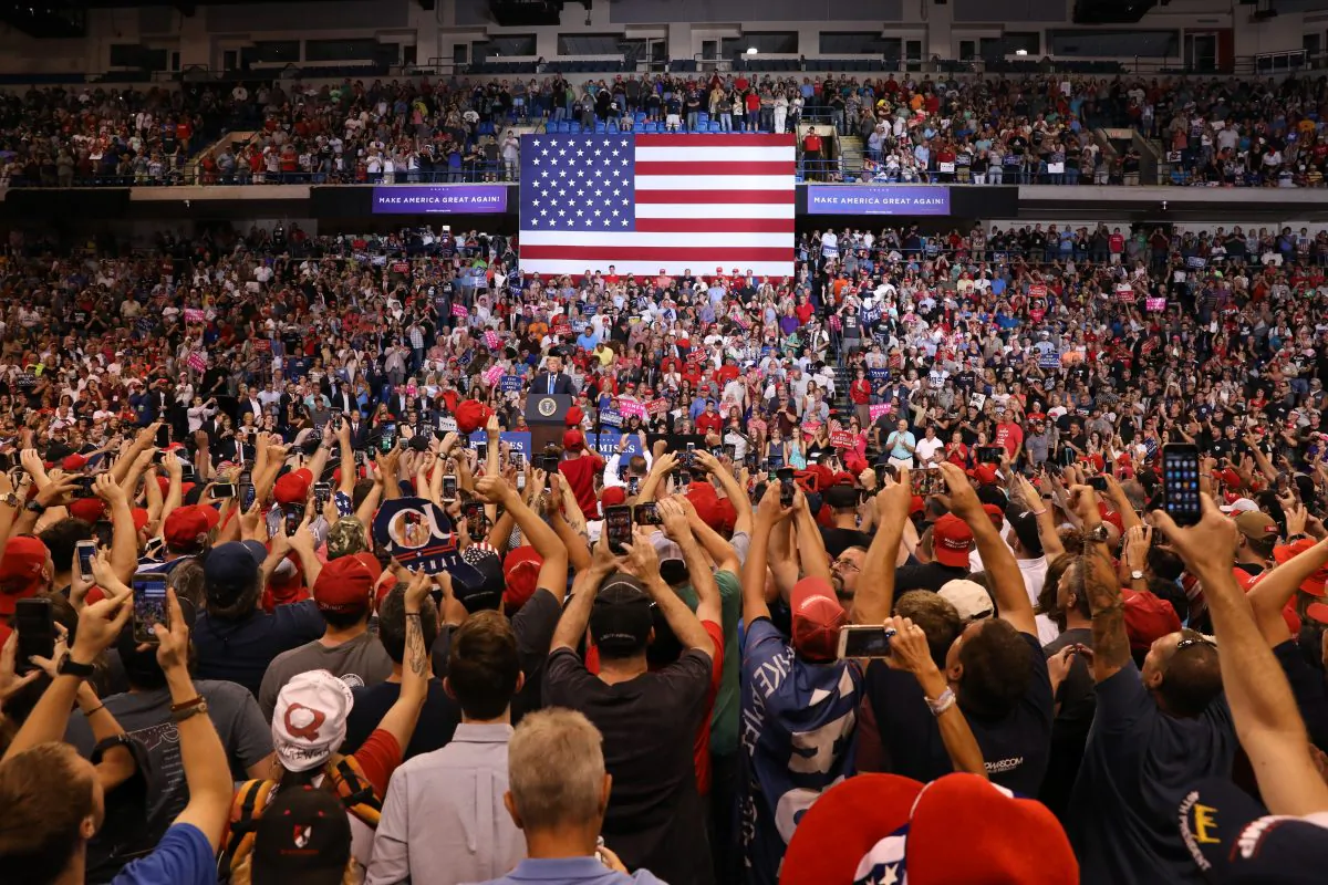 U.S. President Donald Trump at a Make America Great Again rally in Wilkes-Barre, Penn., on Aug. 2, 2018. (Samira Bouaou/The Epoch Times)