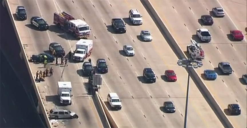 Trevino wrecked four cars on the freeway