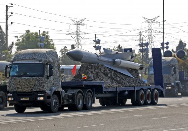 An Iranian truck carries missiles 