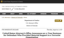Colorado Man Sentenced to 11 Years for Aiding Uzbek Terrorists