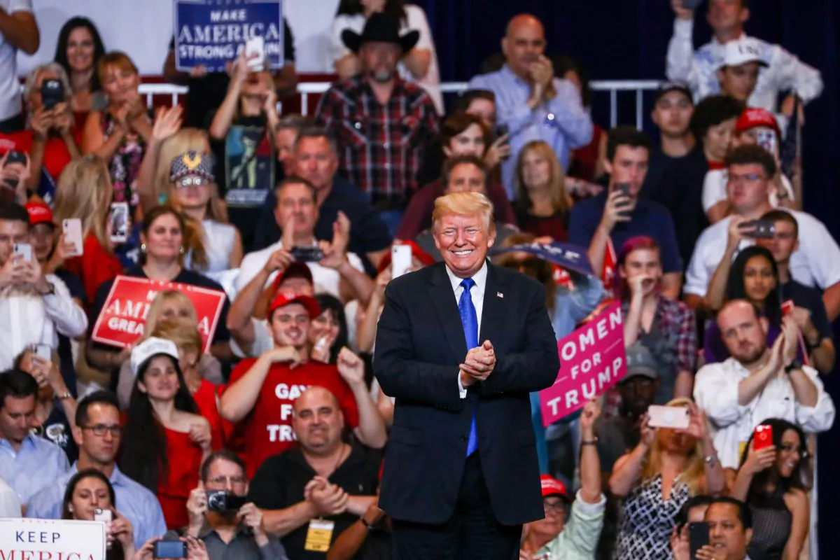 President Donald Trump at his Make America Great Again rally in Las Vegas, Nev., Sept. 20, 2018. (Charlotte Cuthbertson/The Epoch Times)