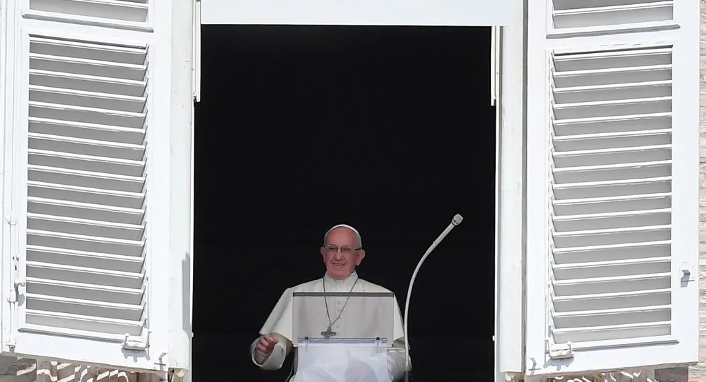 Pope Francis delivers his blessing to the faithful during the Angelus prayer, on Sept. 2, 2018, at Saint Peter's square at the Vatican. (TIZIANA FABI/AFP/Getty Images)
