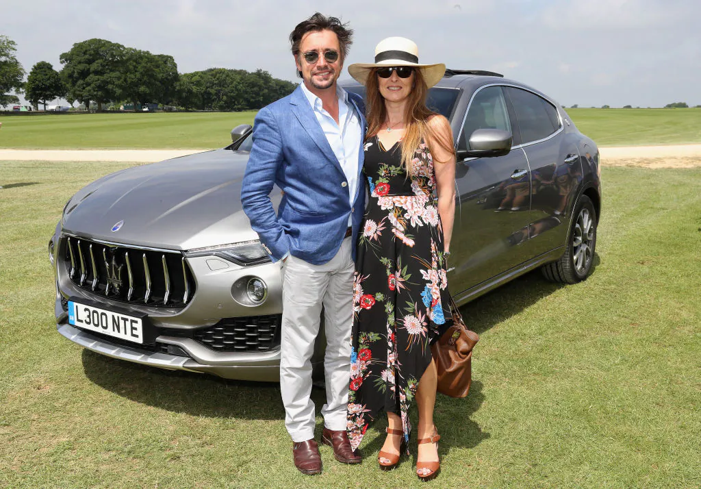 Richard Hammond and Mindy Hammond with the Maserati Levante SUV on June 10, 2018, in Tetbury, England.  (Chris Jackson/Getty Images for Maserati / La Martina)