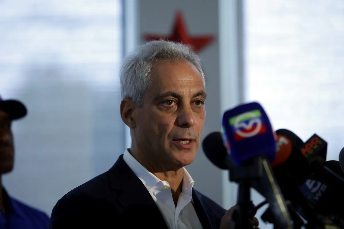 Chicago Mayor Rahm Emanuel speaks about Chicago's weekend of gun violence during a news conference at the Chicago Police Department 6th District station in Chicago, Illinois on Aug. 6, 2018. (Joshua Lott/Getty Images)