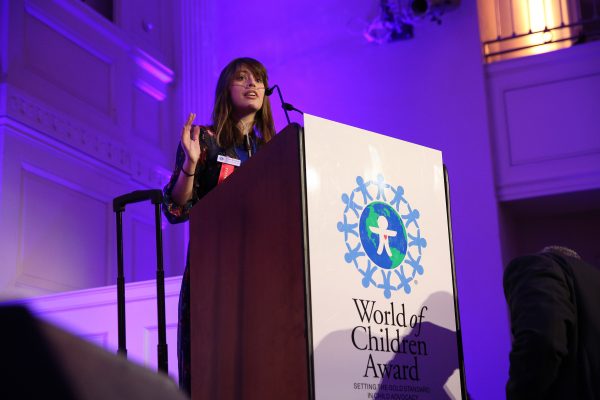 Claire Wineland speaks on stage