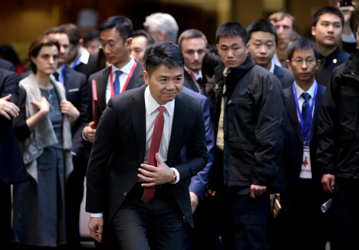 Richard Liu, CEO and founder of JD.com, at a France-Chinese forum on artificial intelligence at SOHO 3Q in Beijing on Jan. 9, 2018. (Reuters/Jason Lee)