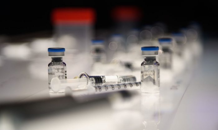 A selection of IVF hormone bottles and syringes are seen, at the Science Museum in London, on July 23, 2018. (Leon Neal/Getty Images)