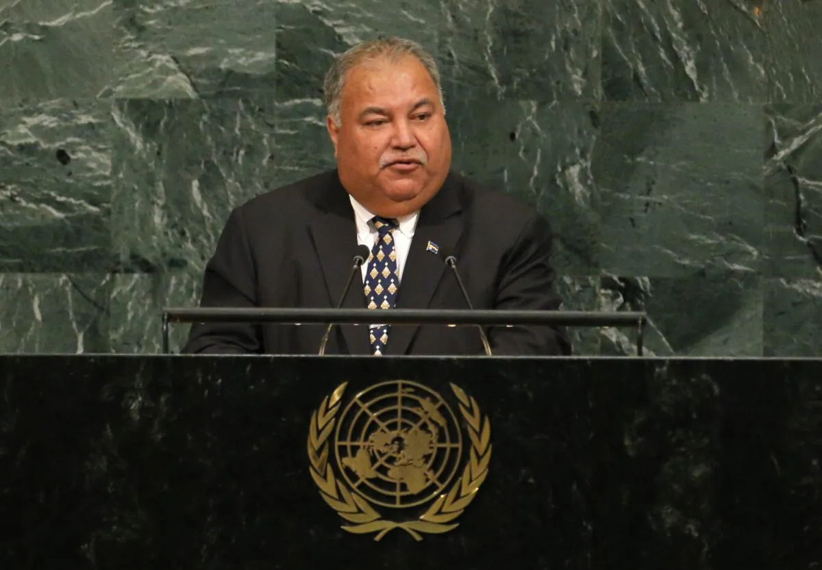 Nauru President Baron Divavesi Waqa at the 72nd United Nations General Assembly at the U.N. headquarters in New York City, on Sept. 20, 2017. (Lucas Jackson/Reuters)
