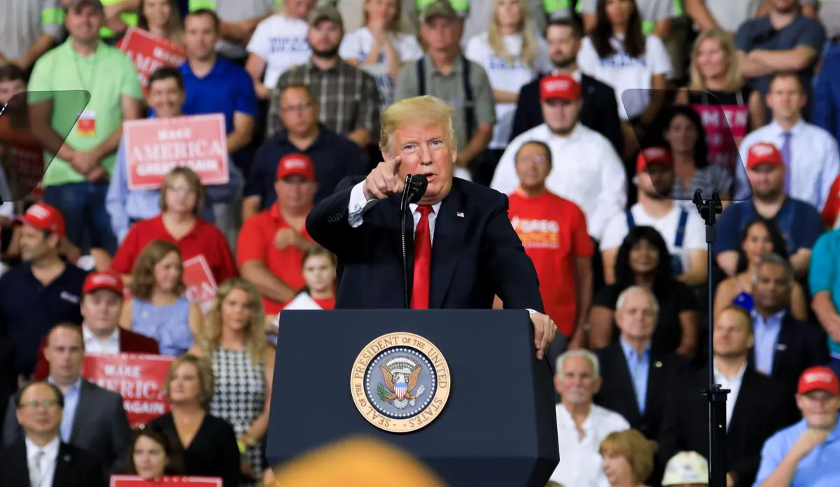 President Donald Trump at his Make America Great Again rally in Evansville, Ind., on Aug. 30, 2018. (Charlotte Cuthbertson/The Epoch Times)