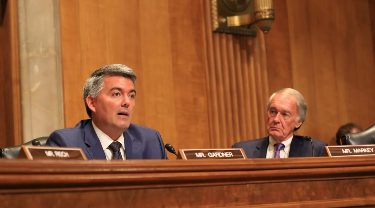 Sen. Corey Gardner (R-Colo.) speaks at a Senate hearing on the military challenge posed by China. (Jennifer Zeng/Epoch Times)