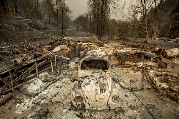 A scorched VW Beetle 
