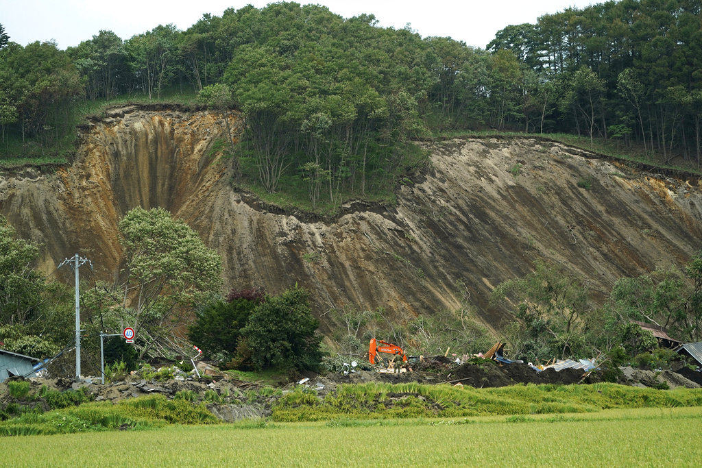 Landslike from earthquake Hokkaido Japan