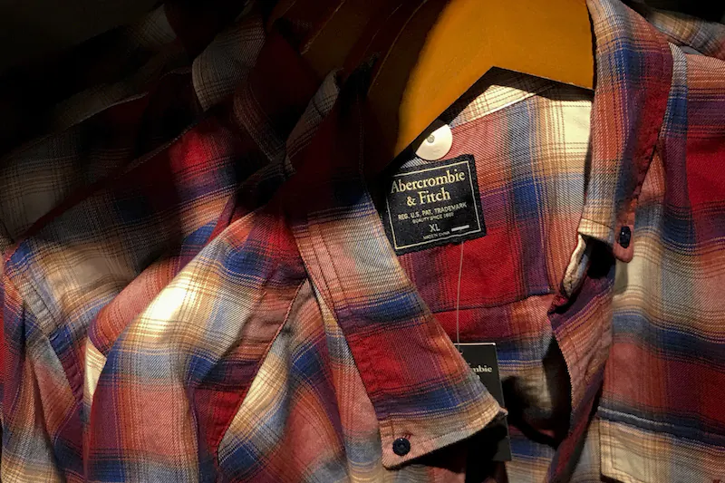 Clothing from American brand Abercrombie & Fitch, which was made in China, is seen for sale at a store in Beijing on  Sept. 7, 2018. (Andy Wong/ AP)