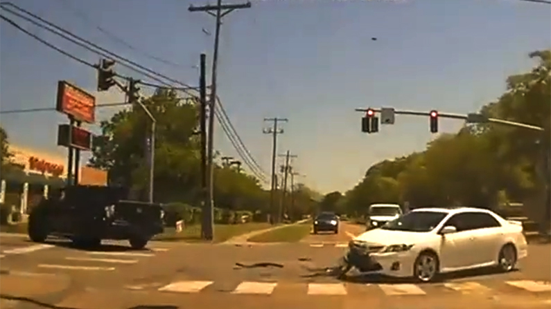 A collision during a high-speed chase.