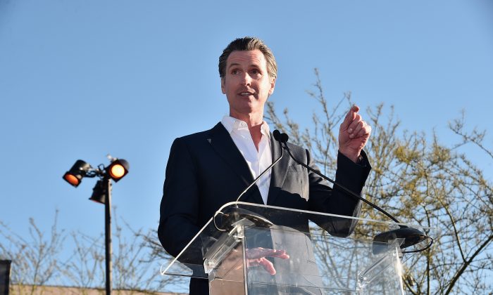 Lt. Governor Gavin Newsom speaks in Beverly Hills, Calif. on Feb. 24, 2017. (Alberto E. Rodriguez/Getty Images)