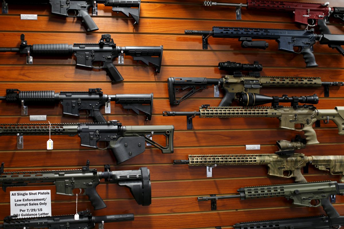 Firearms are shown for sale
