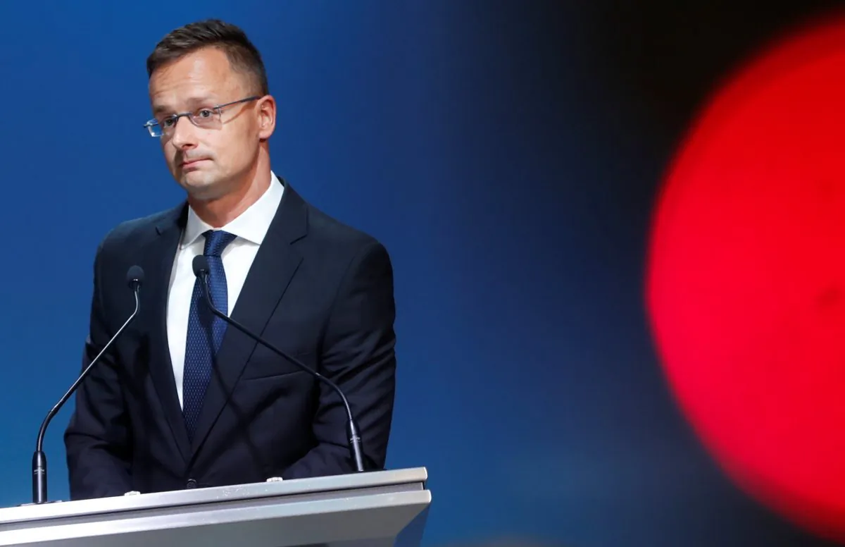 Hungarian Foreign Minister Peter Szijjarto holds a press conference on the European Parliament vote to start an EU punitive procedure against Hungary for persistently flouting democratic rules, in Budapest, Hungary on Sept. 12, 2018. (Reuters/Bernadett Szabo)