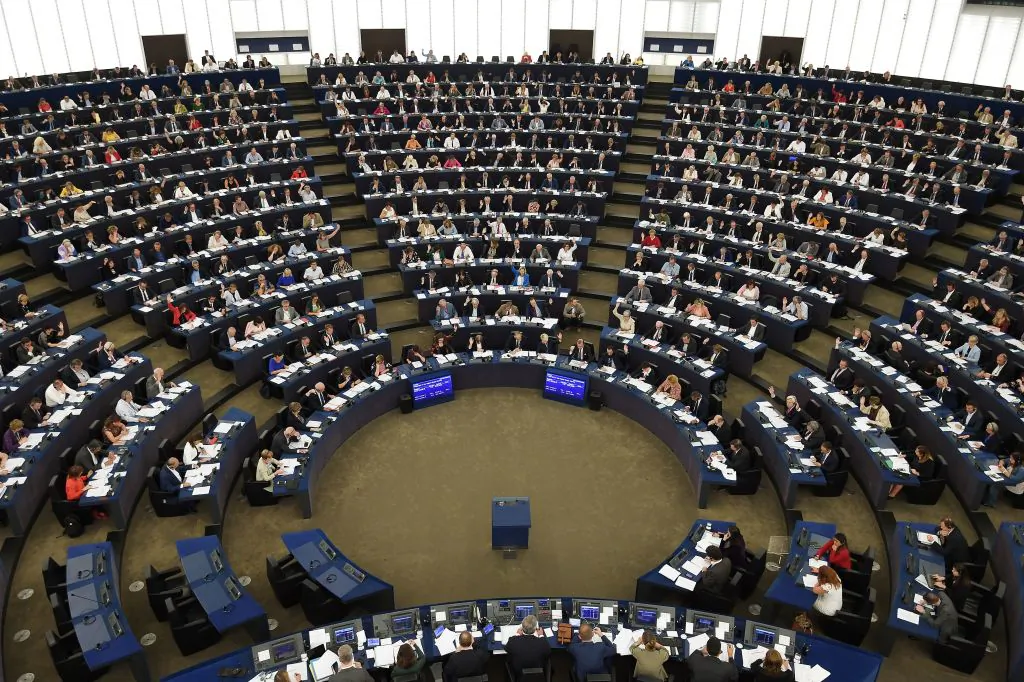Members of the European Parliament take part in a voting session during a plenary session at the European Parliament in Strasbourg, eastern France, on Sept. 12, 2018. (Frederick Florin/AFP/Getty Images)