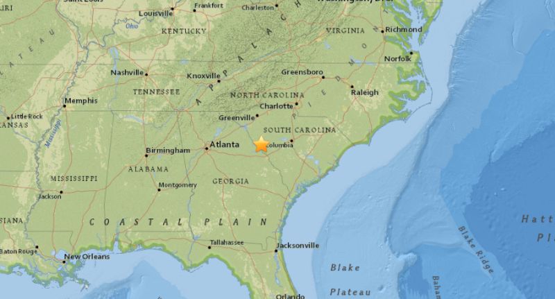 earthquake today carolina
