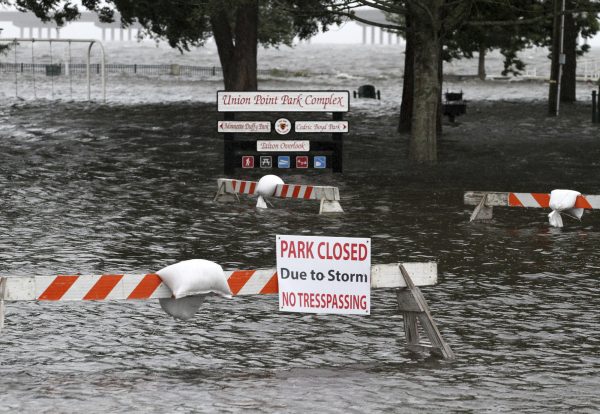 Park flooded with rising water