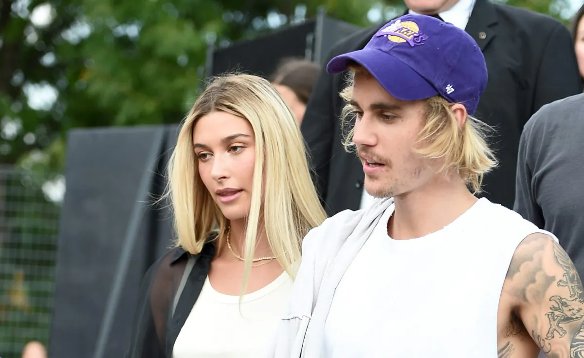 Hailey Bieber (L) and Justin Bieber attend the John Elliott front row during New York Fashion Week: The Shows in N.Y.C., on Sept. 6, 2018. (Theo Wargo/Getty Images for NYFW: The Shows)