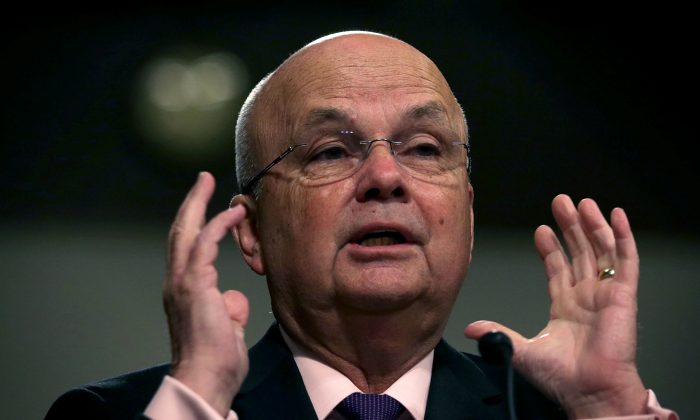 Former CIA Director Gen. Michael Hayden (Ret.) testifies during a hearing before Senate Armed Services Committee on Capitol Hill in Washington on Aug. 4, 2015. (Alex Wong/Getty Images)