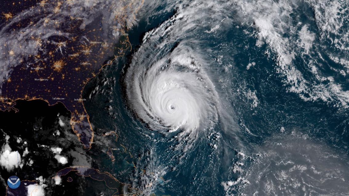 Satellite view of hurricane florence