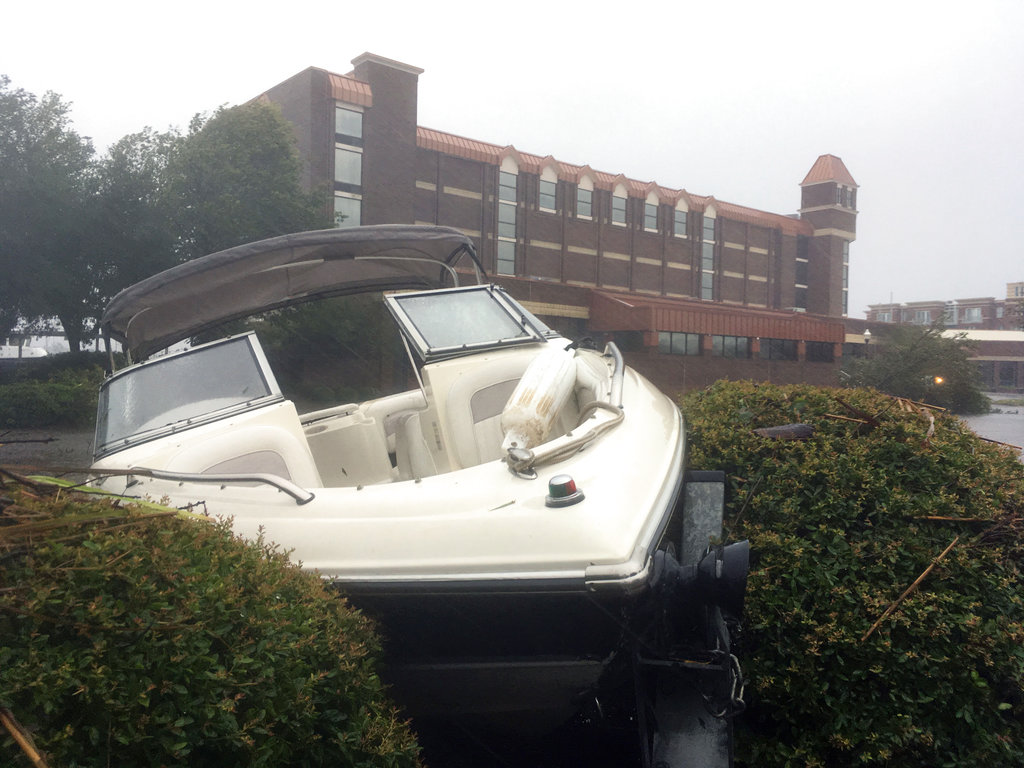 Boat washes up in North Carolina city