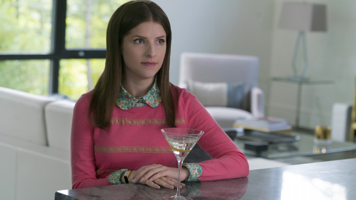 Anna Kendrick has a martini.