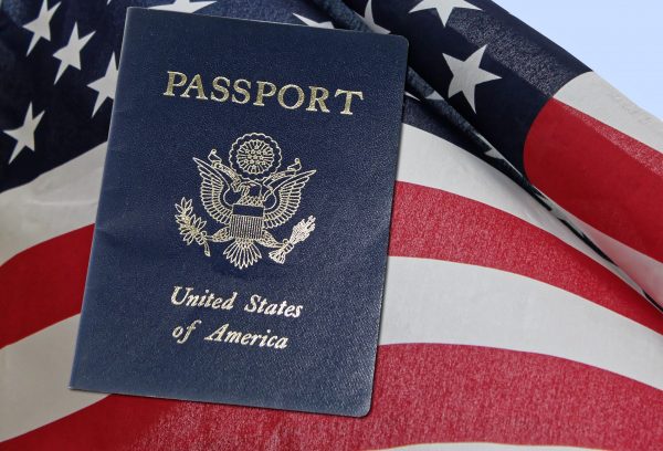 US passport is with flag