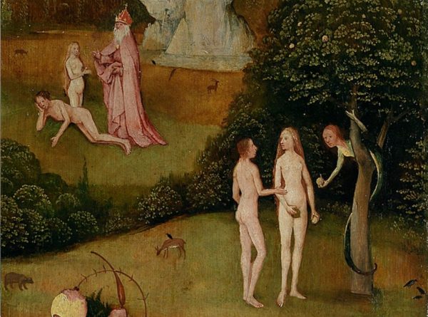 A detail from “The Haywain,” of Adam and Eve