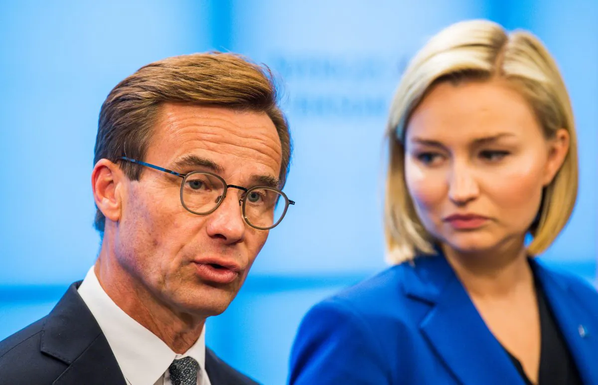 Ulf Kristersson (L), leader of the Moderate Party in Sweden, speaks at a press conference at the Swedish Parliament on Sept. 12, 2018, following the Sept. 9 general election. (Jonathan Nackstrand/AFP/Getty Images)