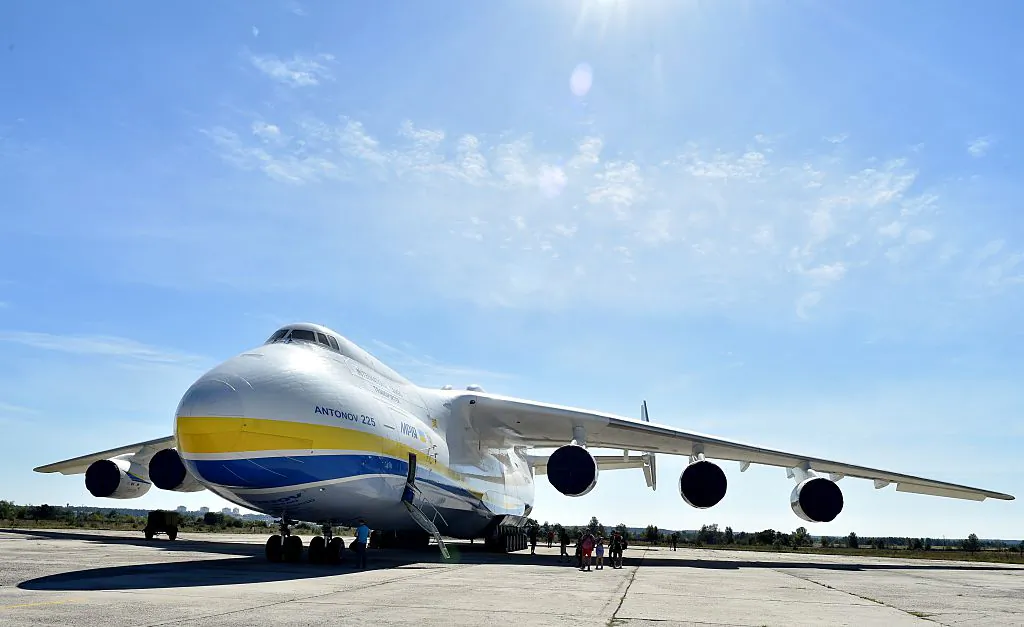 An Antonov-225 Mriya plane is seen at an Antonov plant's airdrome near Kiev, Ukraine, on Sept. 8, 2016. (Sergei Supinsky/AFP/Getty Images)