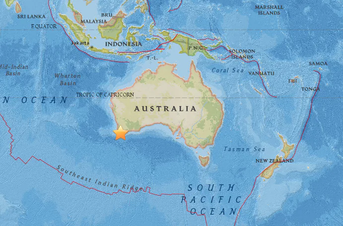 5.3 magnitude earthquake rattles residents in south west Western Australia on Sept. 16, 2018. (USGS)