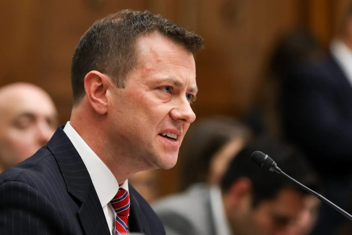 FBI Deputy Assistant Director Peter Strzok testifies at the Committee on the Judiciary and Committee on Oversight and Government Reform Joint Hearing on, “Oversight of FBI and DOJ Actions Surrounding the 2016 Election" in Washington on July 12, 2018. (Samira Bouaou/The Epoch Times)